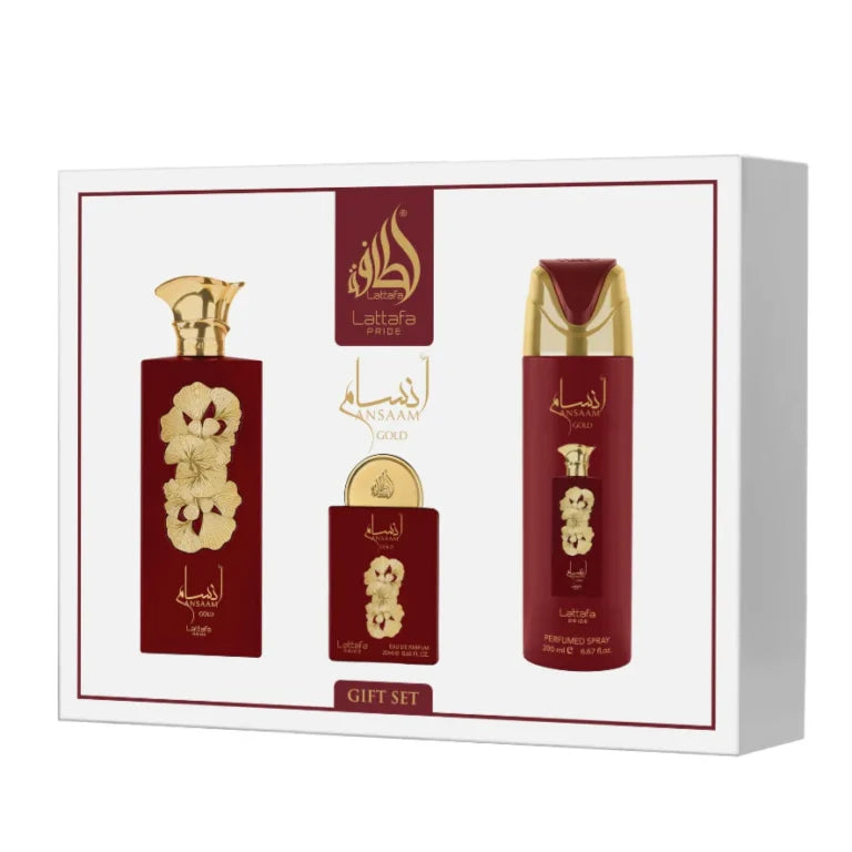 Lattafa Pride Ansaam Gold gift set contents
