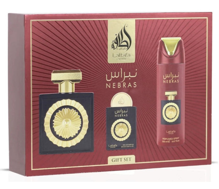 Lattafa Pride Nebras gift set box front view