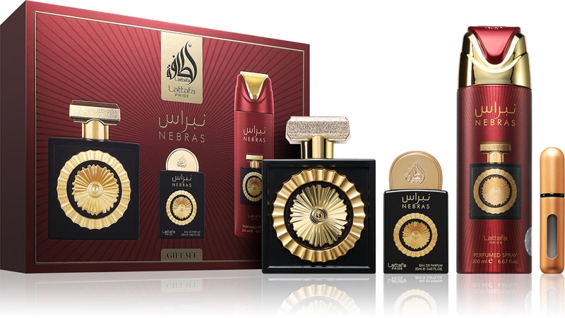 Lattafa Pride Nebras 3-piece gift set with bottles